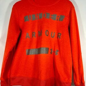 Under Armour Orange Hoodie Size Medium Loose Fit Pullover Sweatshirt